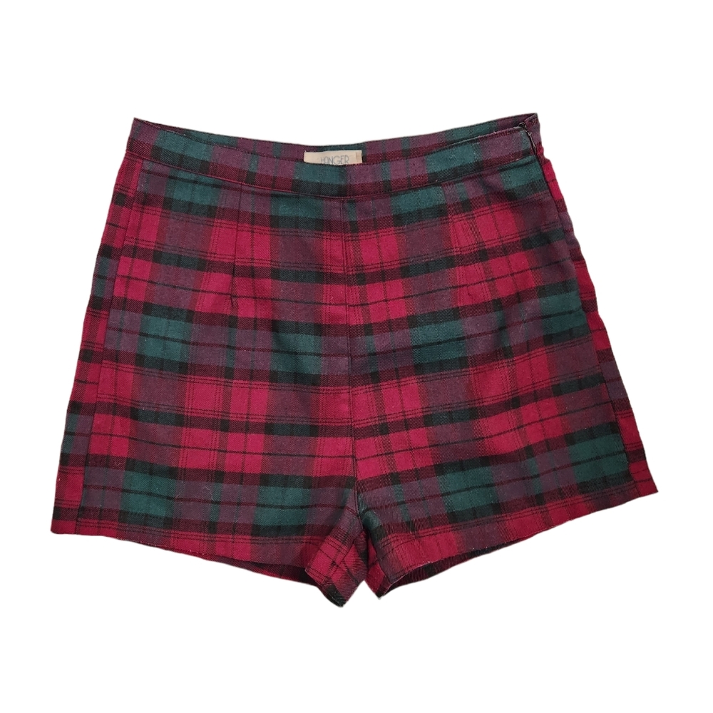 The Hanger Highwaisted Christmas Plaid Mini Shorts